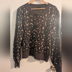 Express Leopard Print Sweater - Black and Pink